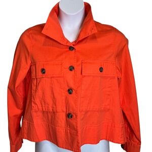 Cabi Womens Tiger Lily Resort Jacket Sz M Cropped‎ Utility Orange Coastal Preppy